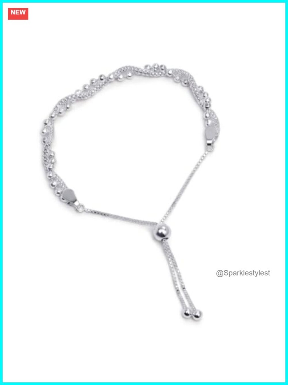LeCalla 925 Sterling Silver Adjustable Bolo Link Chain Bracelet Women Italian